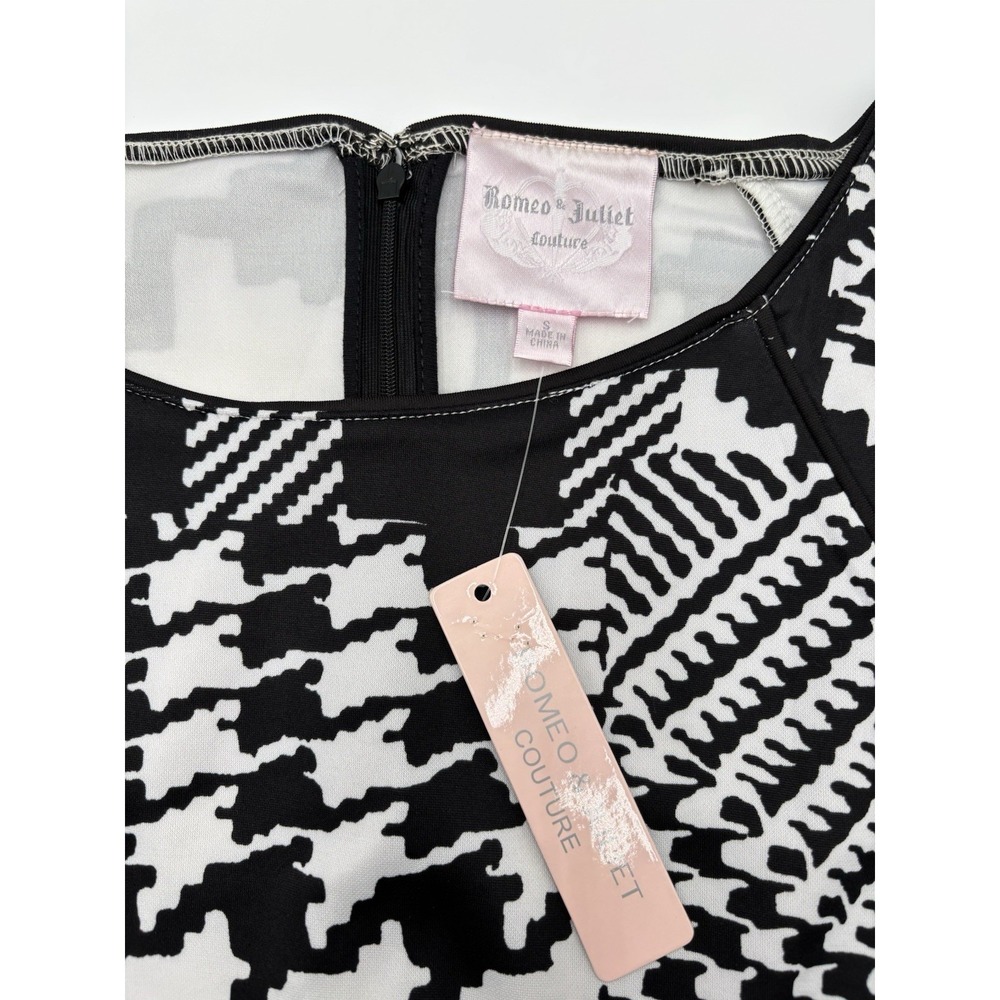 Romeo & Juliet Couture Dress Small Black White Geometric Bodycon Sheath Chic NWT - Picture 12 of 12